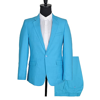 MG-Men's Fitted 2Piece Suit-Turquoise Blue-Laimer|11350