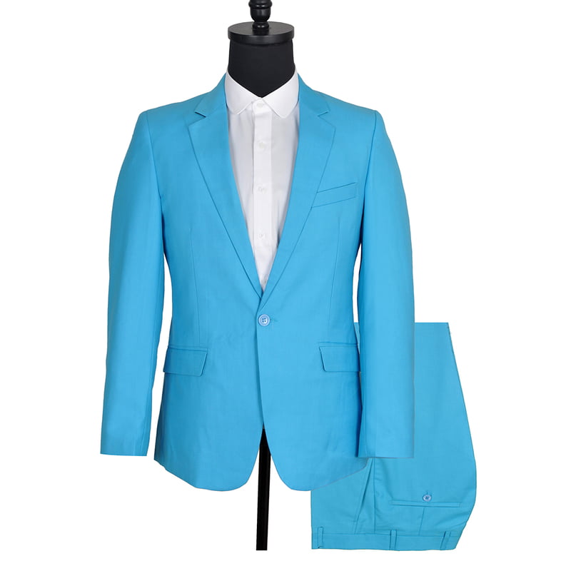 MG-Men's Fitted 2Piece Suit-Turquoise Blue-Laimer|11350