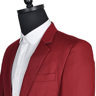 MG-Men's Fitted 2Piece Suit-Wine-Wober|11346