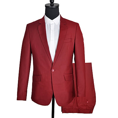 MG-Men's Fitted 2Piece Suit-Wine-Wober|11346