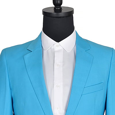 MG-Men's Fitted 2Piece Suit-Turquoise Blue-Laimer|11350