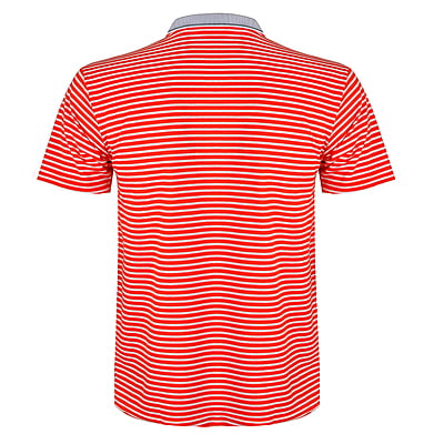 WH-Men's Stripe Casual Polo Shirt-Red/White-Tom|11272