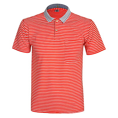 WH-Men's Stripe Casual Polo Shirt-Red/White-Tom|11272