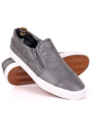 Men's Zipper Cap Toe Sneakers-Gray - Tyrell|20079