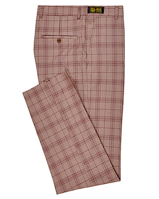 CD-Men's Checkers Dress Trouser-Carton Brown-Falcao|10217