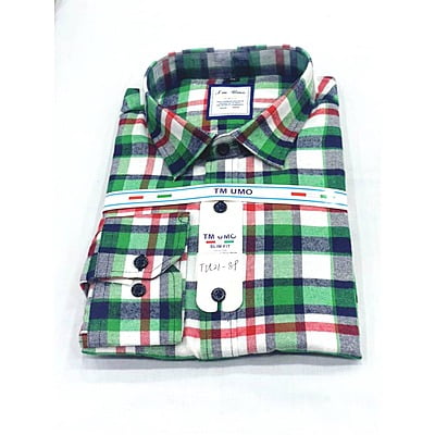 CD-Men's Long Sleeve Check Shirt-Green/White/Multi-Seddon|10149