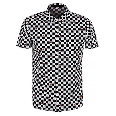 CD- Monochrome Short Sleeve Shirt-White/Black-Andrea|10233