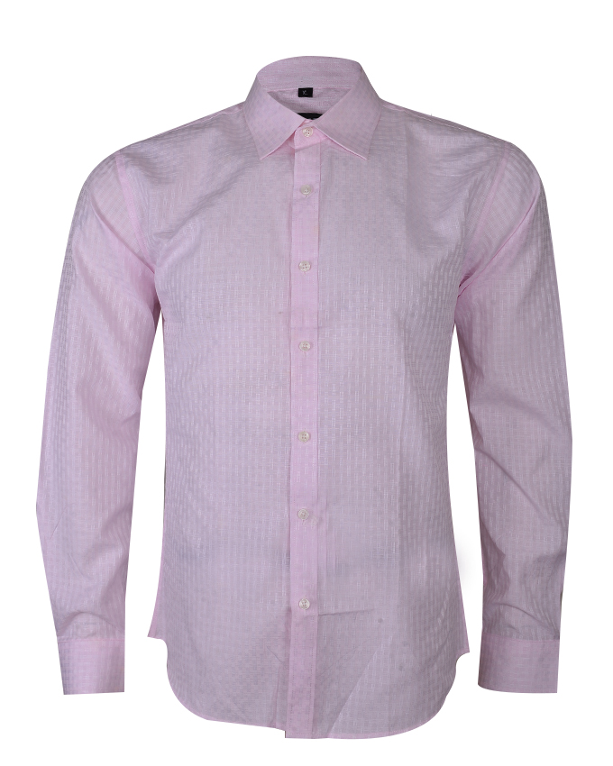 WH-Plain Design Long Sleeve Shirt-Pink-Colin|10413