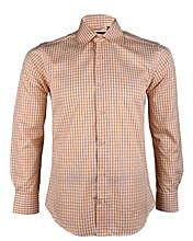 Men's Checkers Design Long Sleeve Shirt-Yellow-Endy|10428