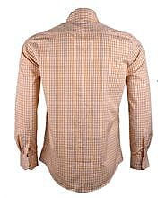 Men's Checkers Design Long Sleeve Shirt-Yellow-Endy|10428