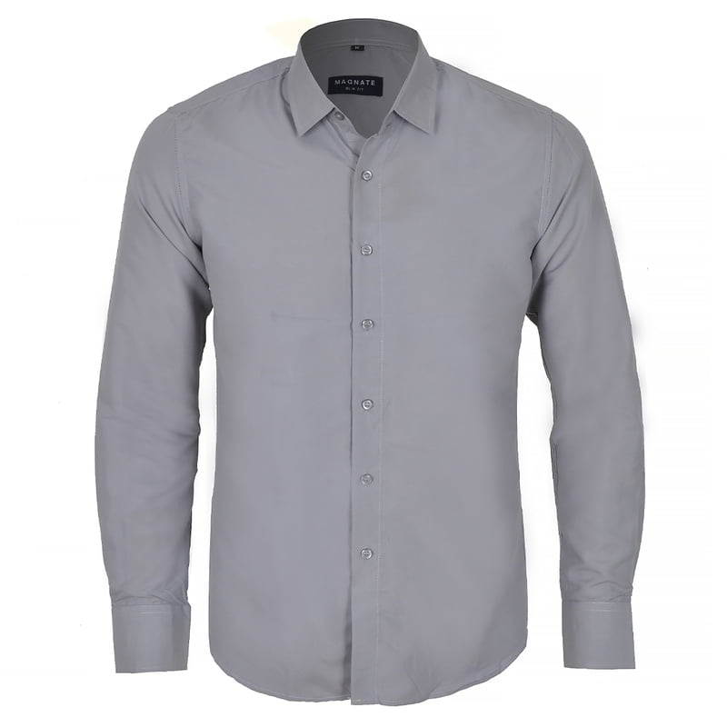 CD-Plain Office Long Sleeve Dress Shirt-Gray-Artuto|10604