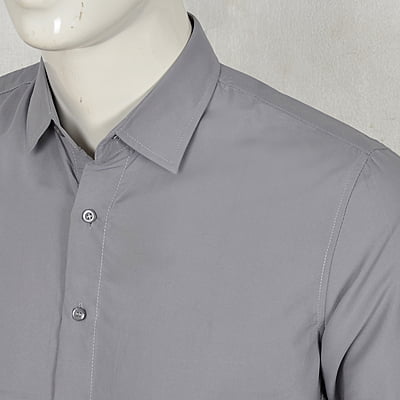 CD-Plain Office Long Sleeve Dress Shirt-Gray-Artuto|10604