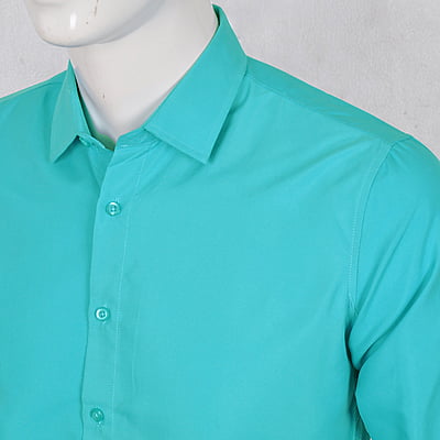 CD-Plain Office Long Sleeve Dress Shirt-Aqua Blue-Artuto|10611