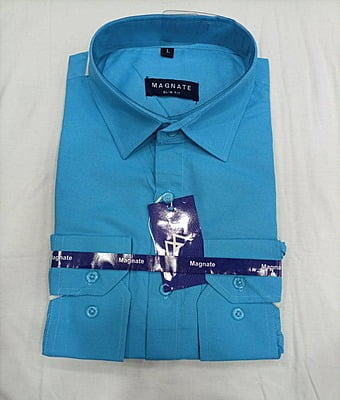 CD-Plain Office Long Sleeve Dress Shirt-Aqua Blue-Artuto|10611