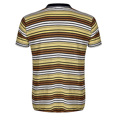 WH-Men's Stripe Casual Polo Shirt-Yellow/Black/Brown-Isaac|11284