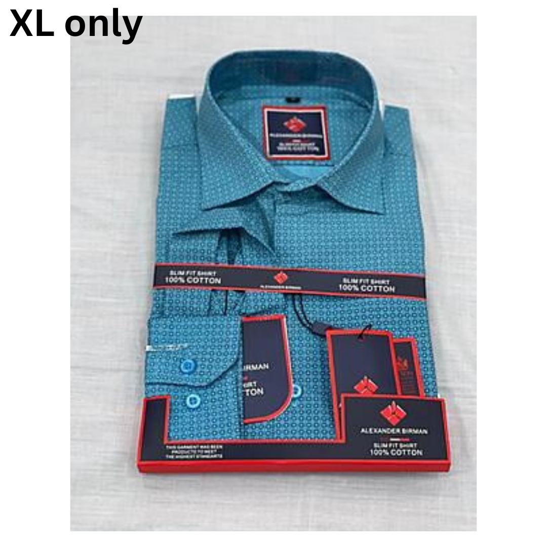 CD-Patterned Corporate Long Sleeve Shirt-Peyton-Teal Blue|10053