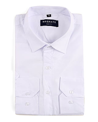 CD-Plain Office Long Sleeve Dress Shirt-White-Artuto|11077