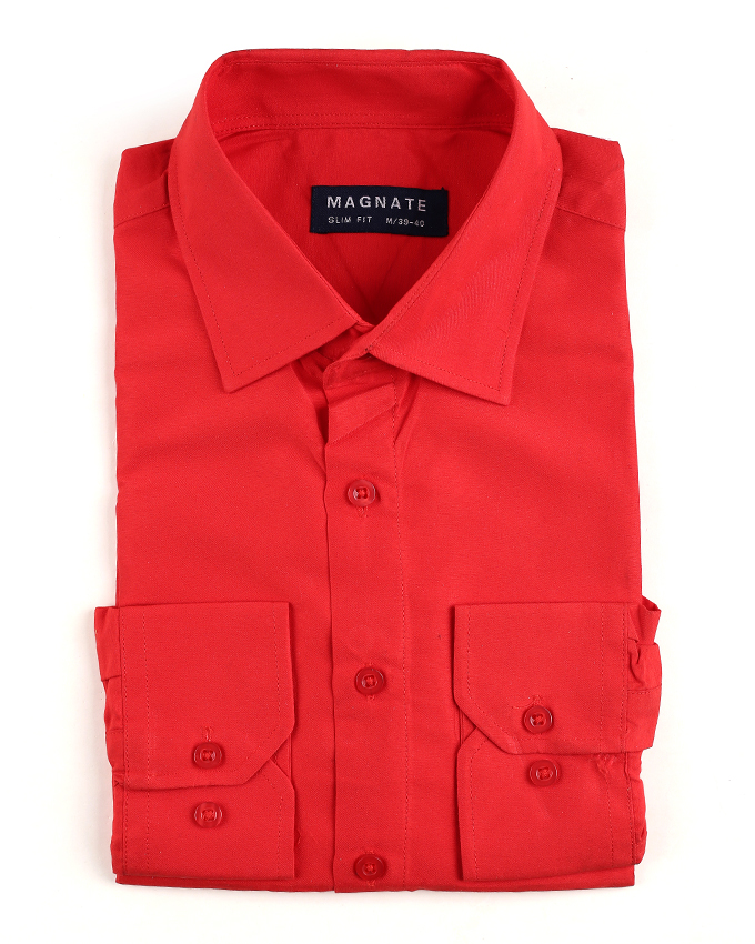 CD-Plain Office Long Sleeve Dress Shirt-Red-Artuto|11082