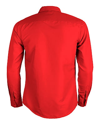 CD-Plain Office Long Sleeve Dress Shirt-Red-Artuto|11082