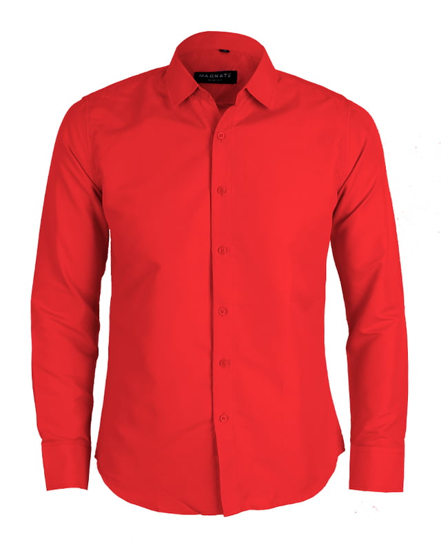 CD-Plain Office Long Sleeve Dress Shirt-Red-Artuto|11082