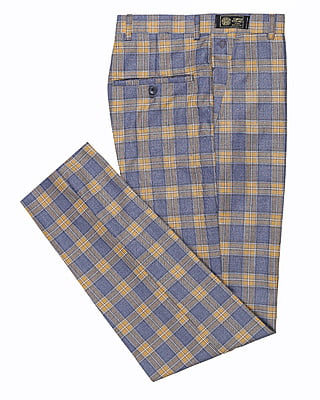 CD-Men's Checkers Dress Trouser-Blue/Yellow-Fofana|11086