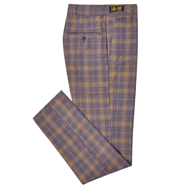 CD-Men's Checkers Dress Trouser-Ash/Yellow-Alvaro|11160