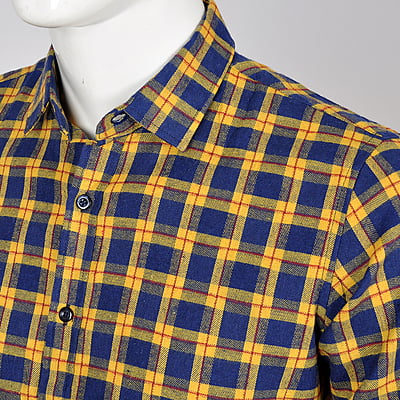 CD-Checkers Long Sleeve Shirt-Blue/Yellow/Multi-Ivan|11224