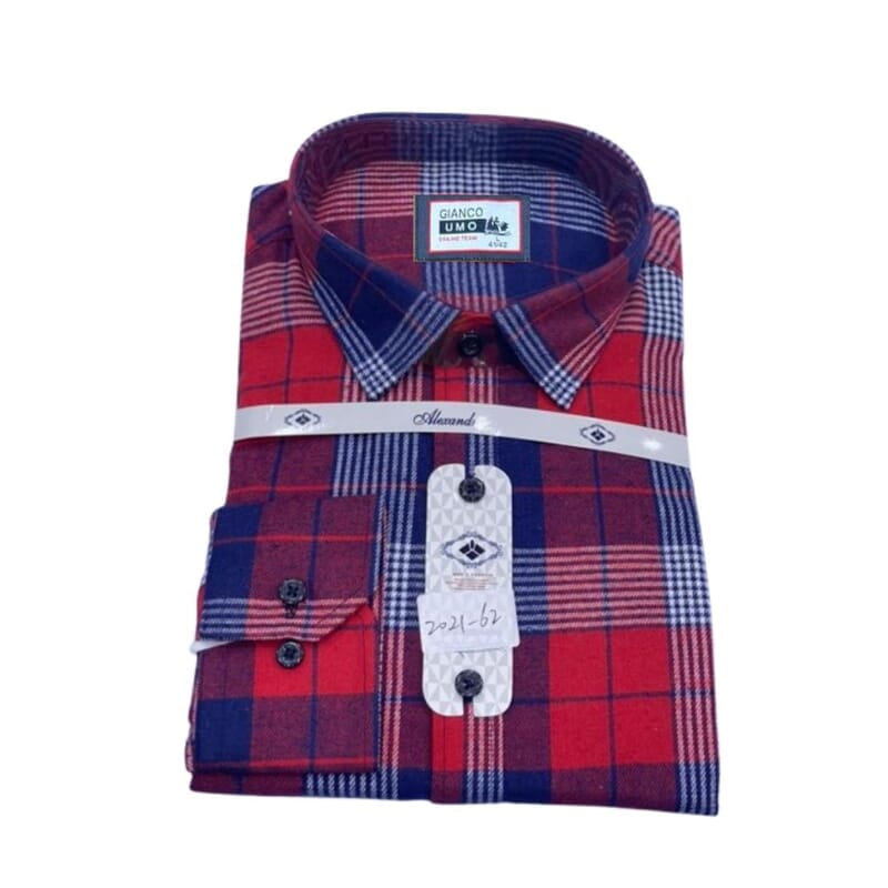 MG-Men's Long Sleeve Checkers Shirts-Red, Blue Multi-Alfred|11357