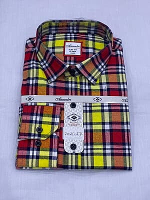 MG-Men's Long Sleeve Checkers Shirts-Red, Yellow Multi-Jose|11358