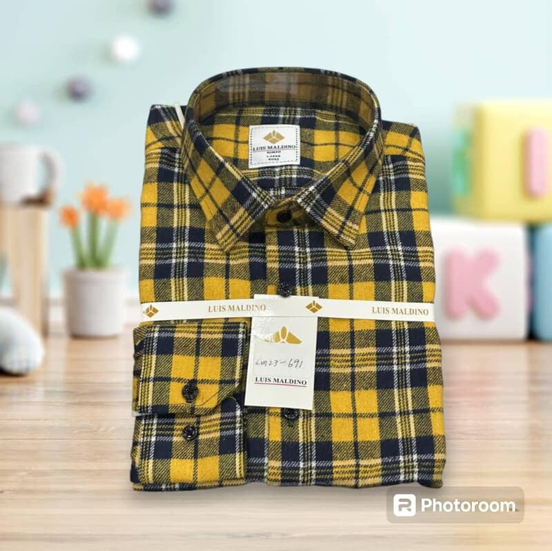 MG-Long Sleeve Checkers Shirts-Navy & Yellow-Merino|11355