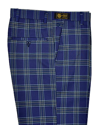 CD-Men's Checkers Dress Trouser-Navy Blue-Falcao|10212