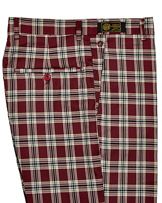 CD-Men's Checkers Dress Trouser-Wine Multi-Falcao|10213