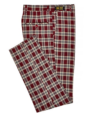 CD-Men's Checkers Dress Trouser-Wine Multi-Falcao|10213