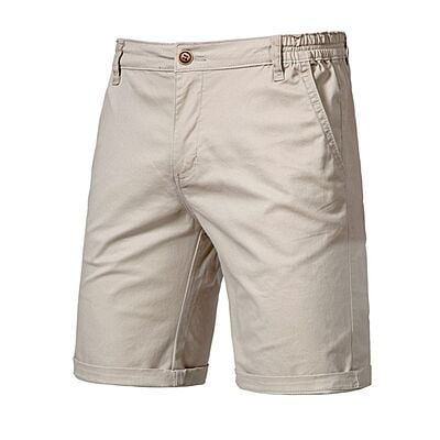 WH-Men's Fashion Chinos Shorts-Khaki-Lucas|11334