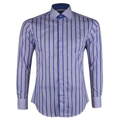 Pattinson Striped Long Sleeve Shirt - White / Sky Blue