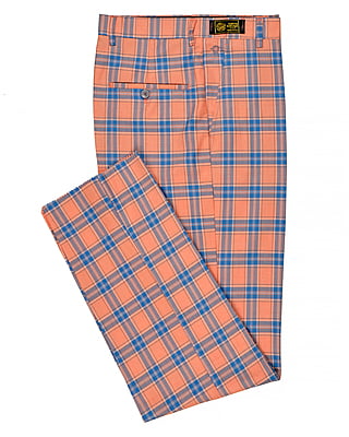 CD-Men's Checkers Dress Trouser-Coral/Blue-Falcao|10214