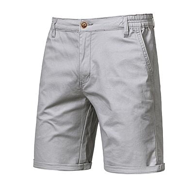 WH-Men's Fashion Chinos Shorts-Light Gray-Lucas|11335