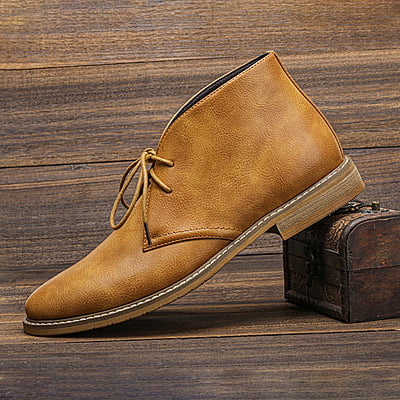 Men's Leather Lace-up Chukka Boot-Brown-Tunde|20103