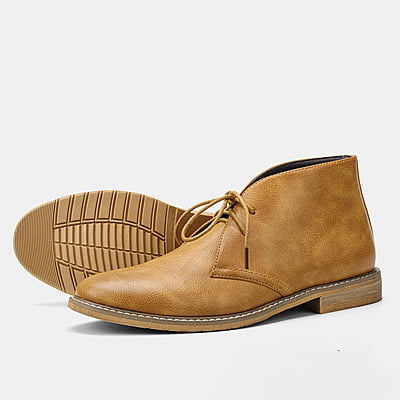 Men's Leather Lace-up Chukka Boot-Brown-Tunde|20103