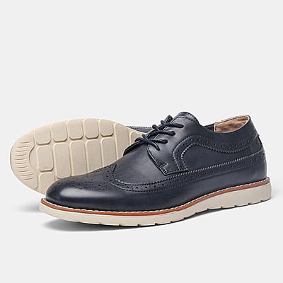 WH-Men's Lace-up Brogues Casual Shoe-Blue-Nelson|20121