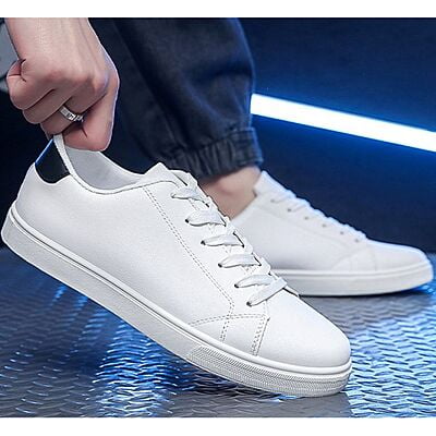 WH-Men's Casual Leather Sneakers-White-Diego|20126