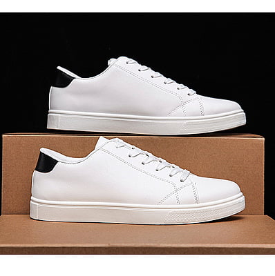 WH-Men's Casual Leather Sneakers-White-Diego|20126