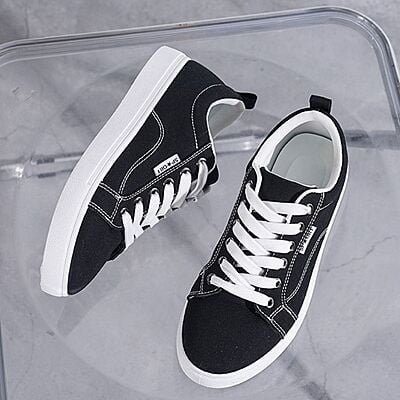 WH-Men's Linear Denim Sneakers-Black-Baris|20131