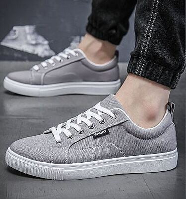 WH-Men's Linear Denim Sneakers-Gray-Baris|20133