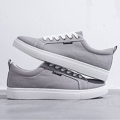 WH-Men's Linear Denim Sneakers-Gray-Baris|20133