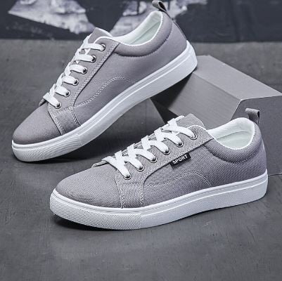 WH-Men's Linear Denim Sneakers-Gray-Baris|20133