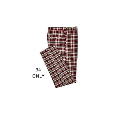 MG-Men's Checkers Dress Trouser-Wine Multi-Falcao|10213