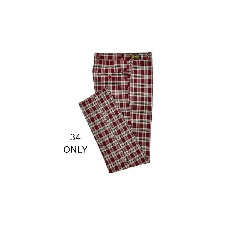 MG-Men's Checkers Dress Trouser-Wine Multi-Falcao|10213