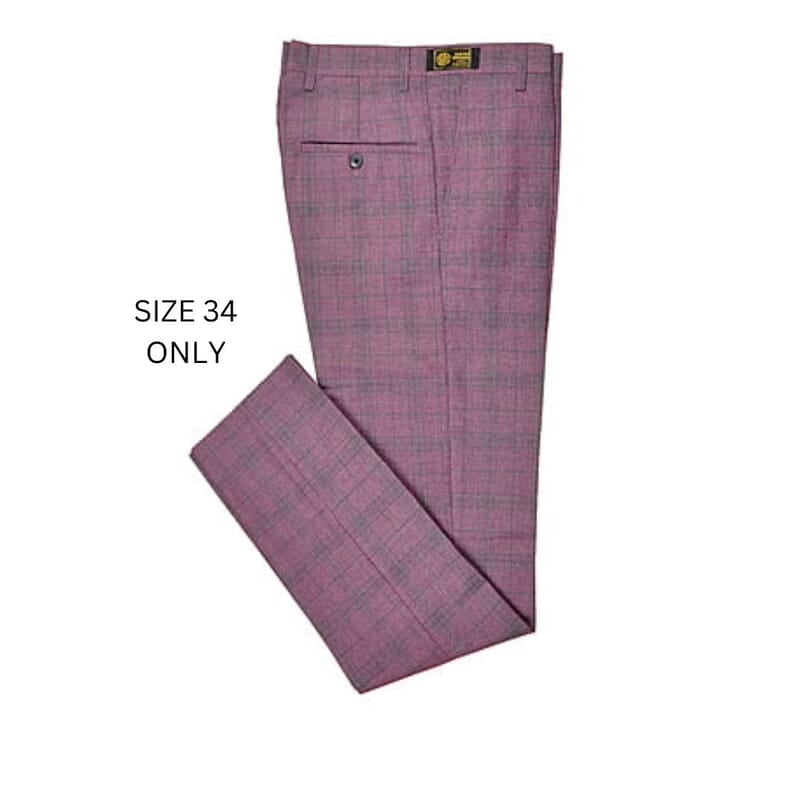 MG-Men's Checkers Dress Trouser-Lilac/Green-Alessio|11165