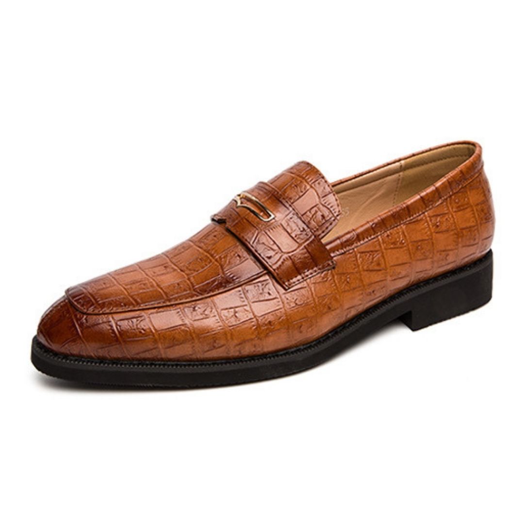 Men's Slip-On Formal Loafers-Brown-Wayne|20089